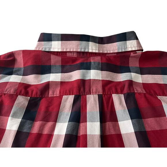 SAVANE STRETCH LONG SLEEVE BUTTON-UP SHIRT, MENS, L, RED BLUE WHITE PINK PLAID - Picture 7 of 10